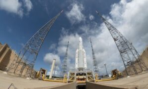 Final mission photos esas ariane 5 rocket lifts off last time