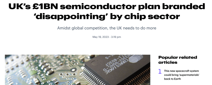 Uks 1bn semiconductor plan disappointing by chip sector