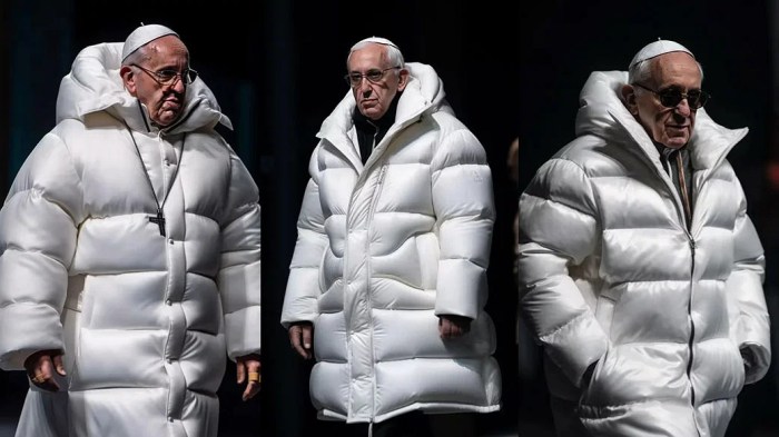 Ai pope in white puffer coat is hyperreality to come