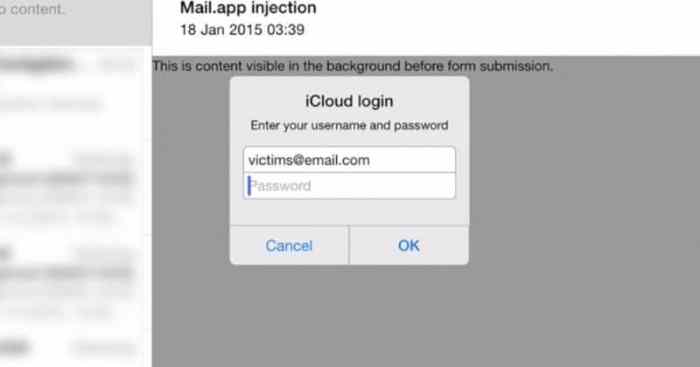 Bug in ios mail app lets hackers send fake password collector as a pop up notification