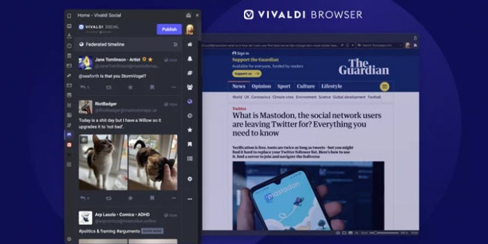 Vivaldi browser integrates mastodon social network in alliance against musk twitter