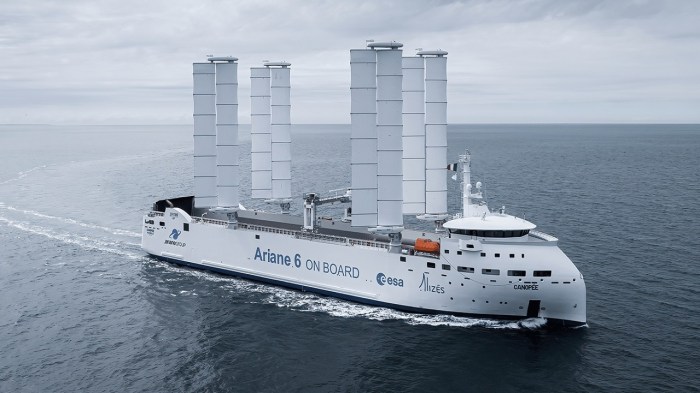 Wind powered cargo ship ariane 6 rocket europe space